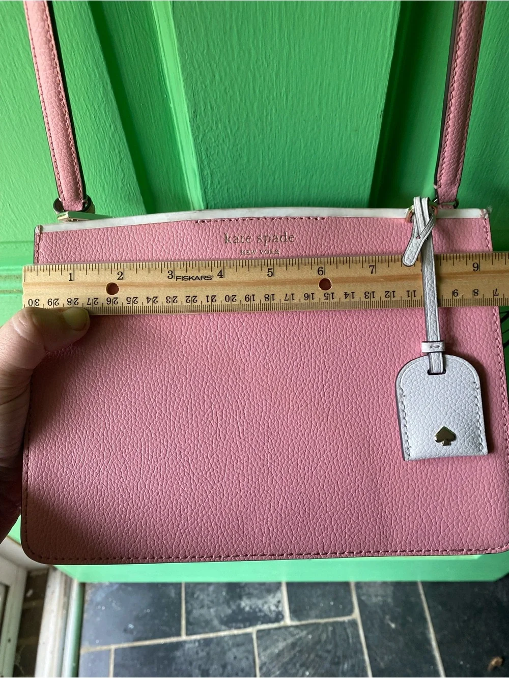 kate spade pink and white leather crossbody bag